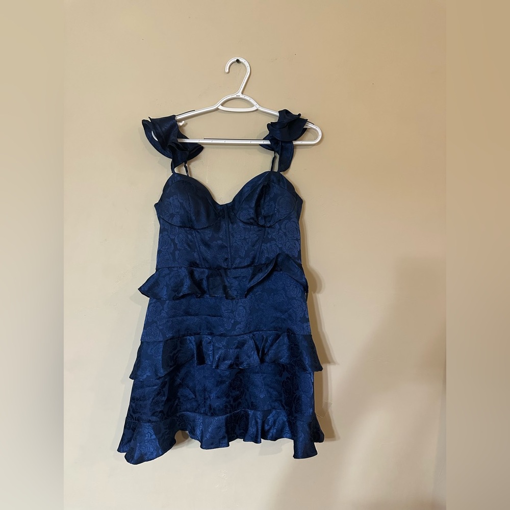 B Darlin‎ Navy Ruffle Tiered Mini Dress - Picture 2 of 4